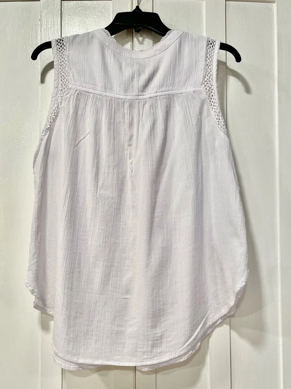 LOFT White 100% Cotton Sleeveless Button Front Top Summer Boho Cottagecore Sz S - Picture 6 of 7